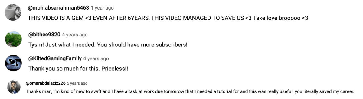 Some positive comments from people over the years, so I feel compelled to spend more time making videos.